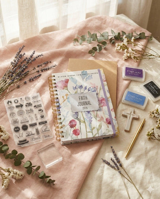 Faith Journal for Women with Stamp Set