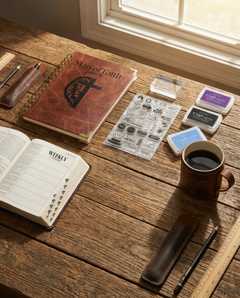 Faith Journal for Men with Stamp Set