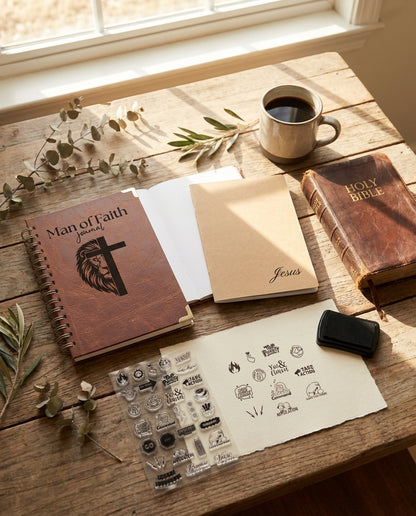 Faith Journal for Men with Stamp Set